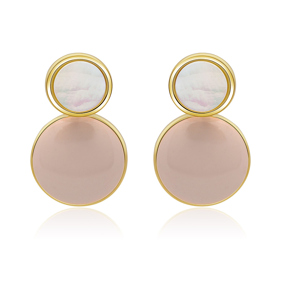 Spring Enamel Shell Round Disc Earrings